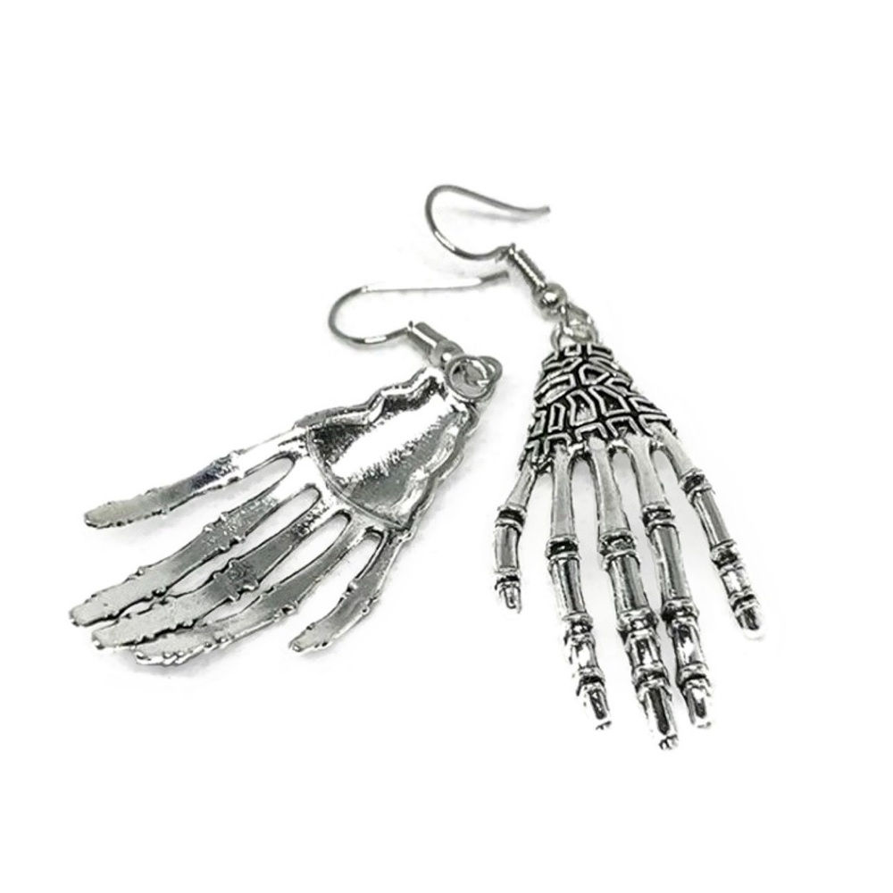 Any 2/$20! Antiqued Silver Skeleton Hand Earrings - Picture 5 of 8